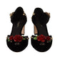 Dolce & Gabbana Black Embellished Ankle Strap Heels Sandals Shoes