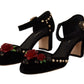 Dolce & Gabbana Black Embellished Ankle Strap Heels Sandals Shoes