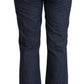 GF Ferre Blue Cotton Mid Waist Flared Denim Jeans