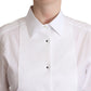 Dolce & Gabbana White Cotton Dress Collared Long Sleeves Shirt Top