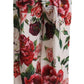 Dolce & Gabbana White Floral Print Mid Waist Wide Leg Pants