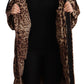 Dolce & Gabbana Brown Long Leopard Print Quilted Down Jacket