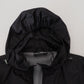 Dolce & Gabbana Black Printed Nylon Hooded Bomber Jacket