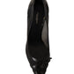 Dolce & Gabbana Black Mesh Leather Pointed Heels Pumps Shoes