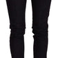 GF Ferre Black Mid Waist Cotton Denim Skinny Jeans
