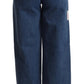 GCDS Blue Cotton High Waist Wide Leg Boot Cut Denim Jeans