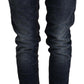 Acht Blue Washed Cotton Low Waist Skinny Denim Jeans
