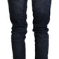 Acht Blue Washed Cotton Low Waist Skinny Denim Jeans