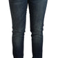 Acht Blue Washed Cotton Low Waist Slim Fit Denim Jeans