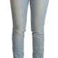 MILA SCHÖN Light Blue Cotton Mid Waist Slim Fit Denim Jeans