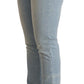 MILA SCHÖN Light Blue Cotton Mid Waist Slim Fit Denim Jeans