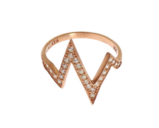 Nialaya Pink Gold 925 Silver Womens Clear Ring