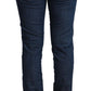 Acht Blue Cotton Low Waist Skinny Denim Folded Hem Jeans