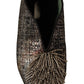 Paola D'Arcano Gold Jacquard Leather Embellished Slip On Shoes