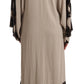 Dolce & Gabbana Beige Silk Lace Abaya Long Kaftan Dress