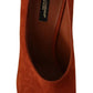 Dolce & Gabbana Brown Suede Leather Block Heels Pumps Shoes