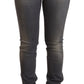 Acht Dark Gray Washed Cotton Denim Skinny Jeans