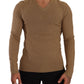 Ermanno Scervino Brown Wool Knit V-neck Men Pullover Sweater