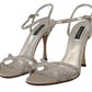 Dolce & Gabbana Silver Crystal Covered Ankle Strap Sandals Shoes