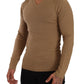 Ermanno Scervino Brown Wool Knit V-neck Men Pullover Sweater