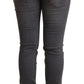 Acht Dark Gray Washed Cotton Denim Skinny Jeans