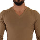 Ermanno Scervino Brown Wool Knit V-neck Men Pullover Sweater