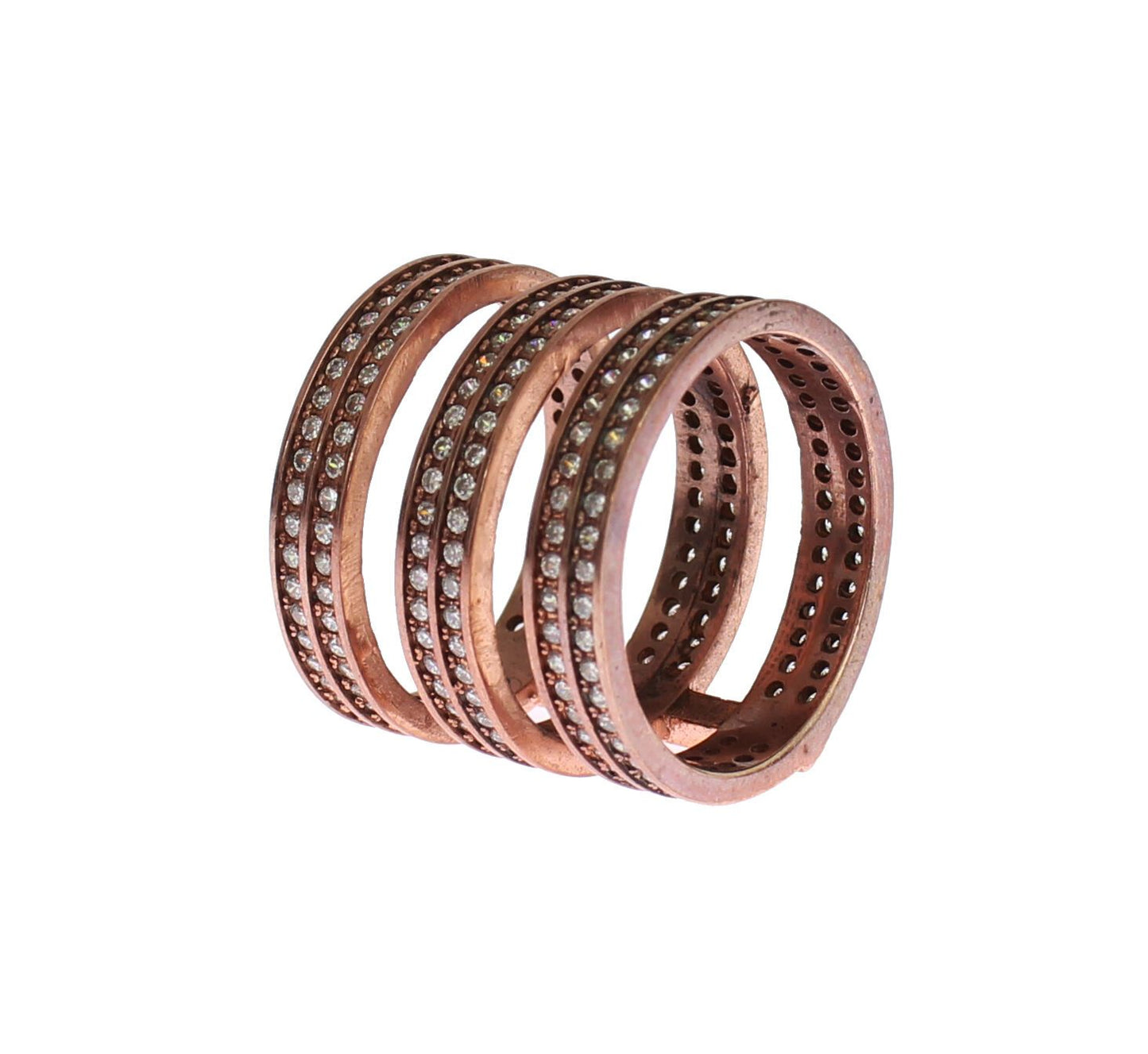 Nialaya Gold 925 Silver Clear CZ Pink Ring