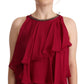 PLEIN SUD Orchid Silk Sleeveless Long Maxi Ruffle Shift Dress