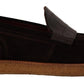 Dolce & Gabbana Brown Suede Leather Slip On Flats Moccasin Shoes
