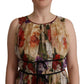Dolce & Gabbana Beige Floral Sleeveless Round Neck Mini Dress