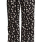 Dolce & Gabbana Black Floral Mid Waist Wide Leg Pants