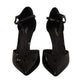 Dolce & Gabbana Black Patent Leather T-Strap Heels Sandals Shoes