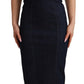 Dolce & Gabbana Dark Blue Cotton Denim Sheath Midi Dress