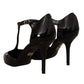 Dolce & Gabbana Black Patent Leather T-Strap Heels Sandals Shoes