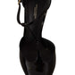 Dolce & Gabbana Black Patent Leather T-Strap Heels Sandals Shoes