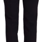 AGLINI Black High Waist Polyester Women Straight Pants