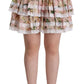 Dolce & Gabbana Pink Lily Print Silk Mini Tiered A-line Skirt
