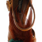 Dolce & Gabbana Orange Leather Crystal Platform Sandal Shoes