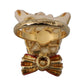 Dolce & Gabbana Gold Brass Resin Beige Dog Pet Branded Accessory Ring