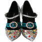 Dolce & Gabbana Silver Sequined Crystal Mary Janes Pumps