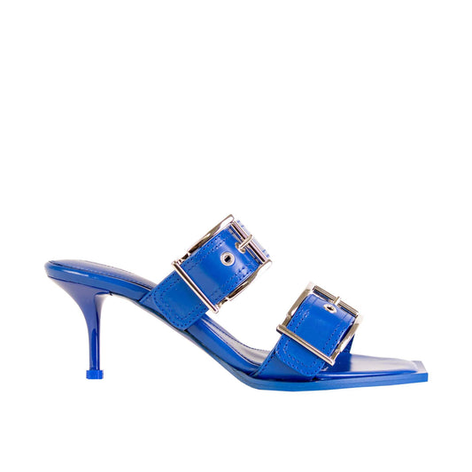 Alexander McQueen 블루 힐 버클 가죽 샌들