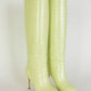 Paris Texas Croco Leather Print in Lime Stiletto 85 Boot