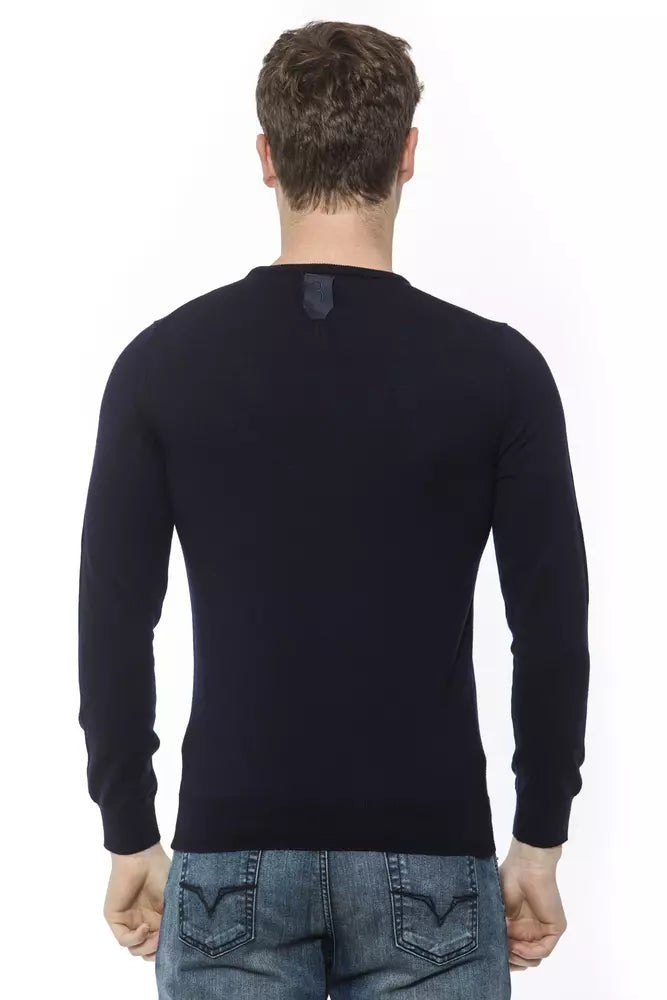 Billionaire Italian Couture Blue Virgin Wool Merinos Sweater