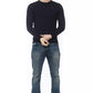 Billionaire Italian Couture Blue Virgin Wool Merinos Sweater