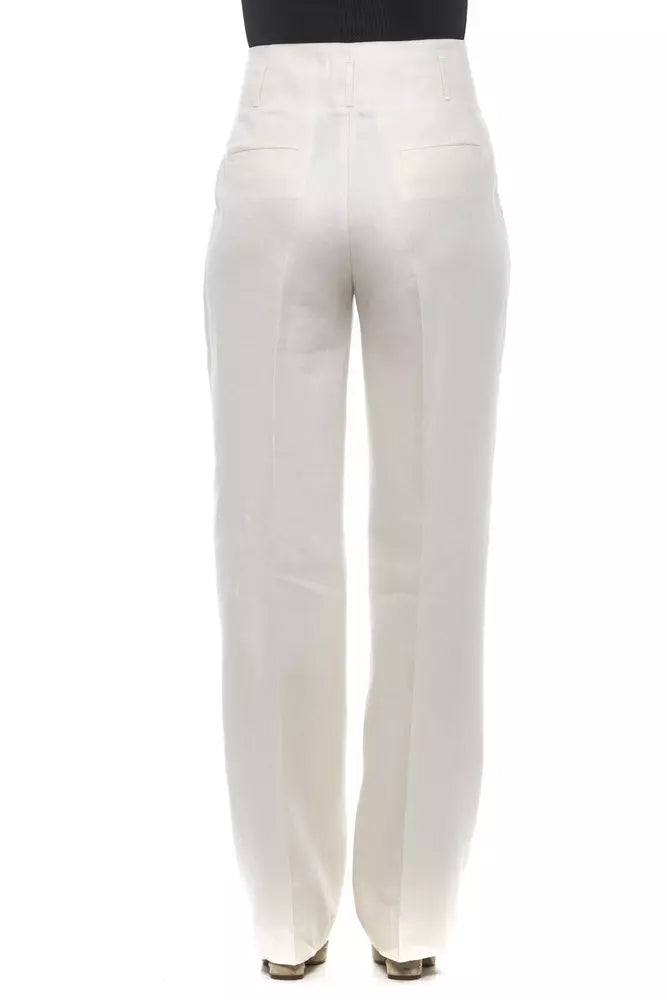 Peserico Beige/White Flax Jeans & Pants