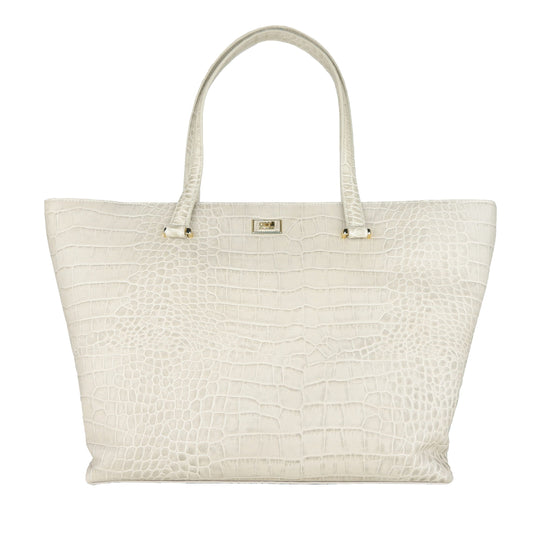 Cavalli Class Bianco Calfskin Handbag