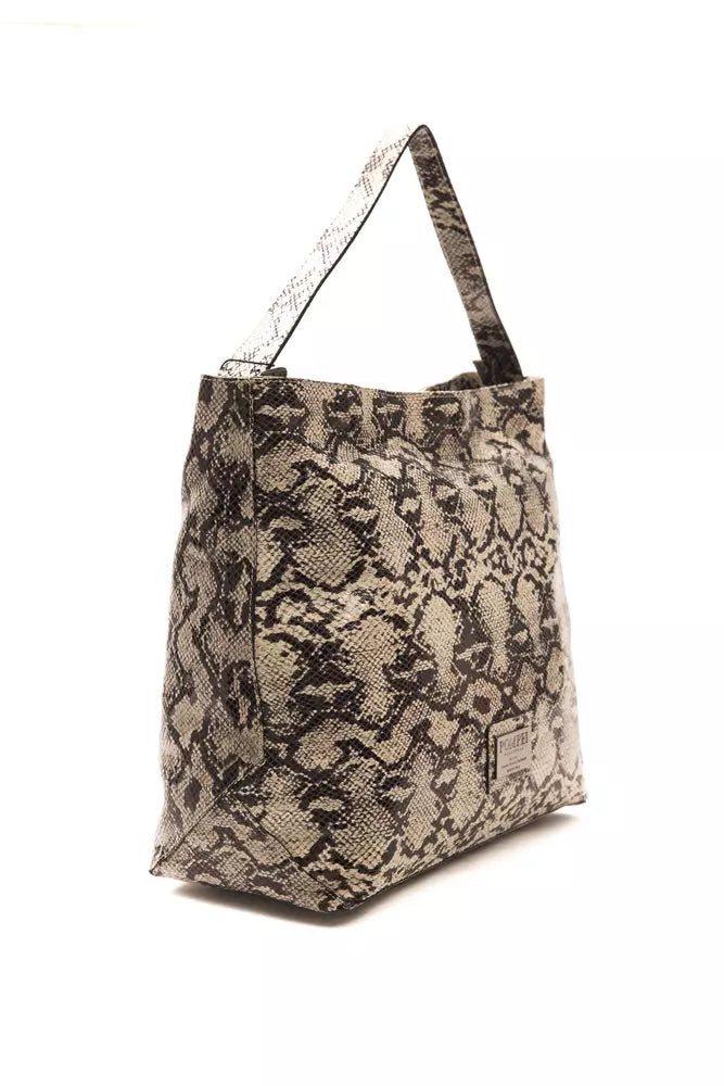 Pompei Donatella Gray Leather Shoulder Bag