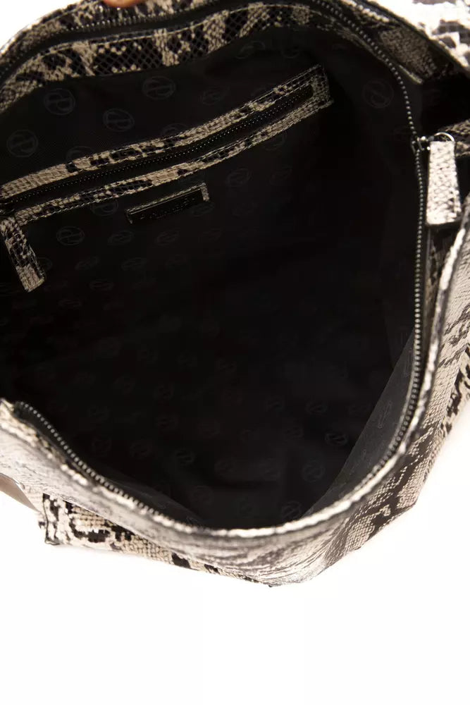 Pompei Donatella Gray Leather Shoulder Bag
