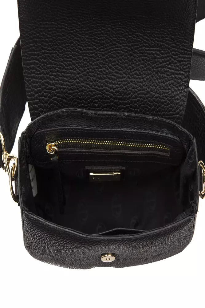 Pompei Donatella Black Leather Crossbody Bag