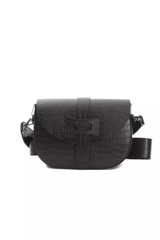 Pompei Donatella Black Leather Crossbody Bag